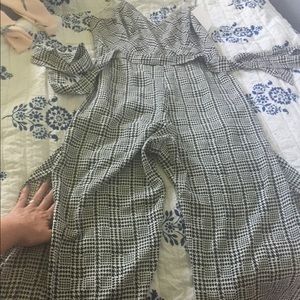 Houndstooth romper split leg Boutique outfit